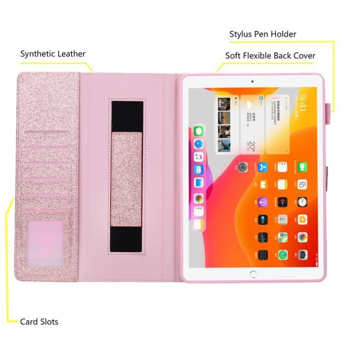 Coque Pour iPad 9-8-7 (10.2, Modèle 2021-2020-2019) Housse Tablette étui  Marbre rose PU Cuir Protection ESDM2