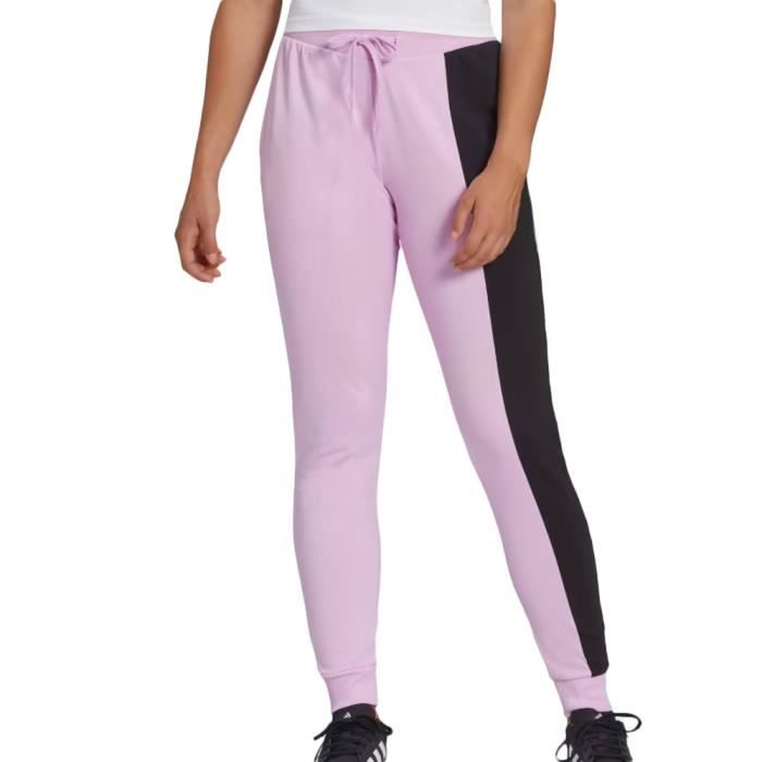 Jogging Femme ADIDAS Rose Noir Taille elastique Poches laterales 100 Coton