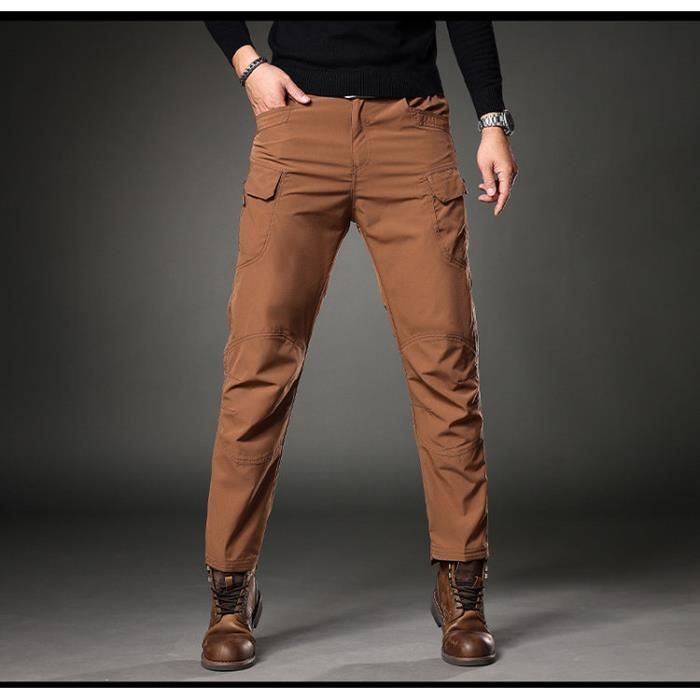 Pantalon Cargo Homme Taille élastique - Style Militaire Tactique - Multi-poches - Pour Travail, Randonnée, Loisirs Décontractés