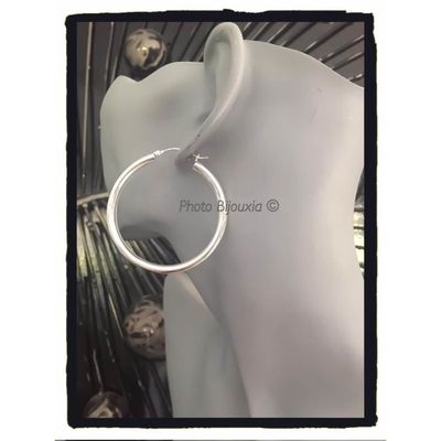 Boucles D'oreilles Créoles Tubes Argent 925/1000 - 4,5 Cm - Neuf Avec étiquettes