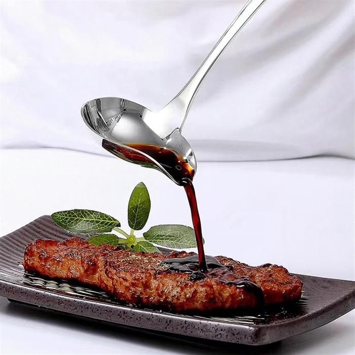 Louche Anti-goutte Louche à Sauce Acier Inoxydable Avec Bec Verseur - Cuillère Long Manche Anti-dérapante Fouet Cuisine