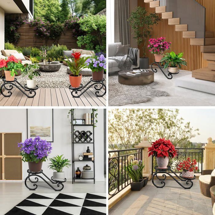 Support Plantes Intérieur Rond En Métal - Étagère élégante Pour Petits Espaces, Balcon, Terrasse - Design Moderne
