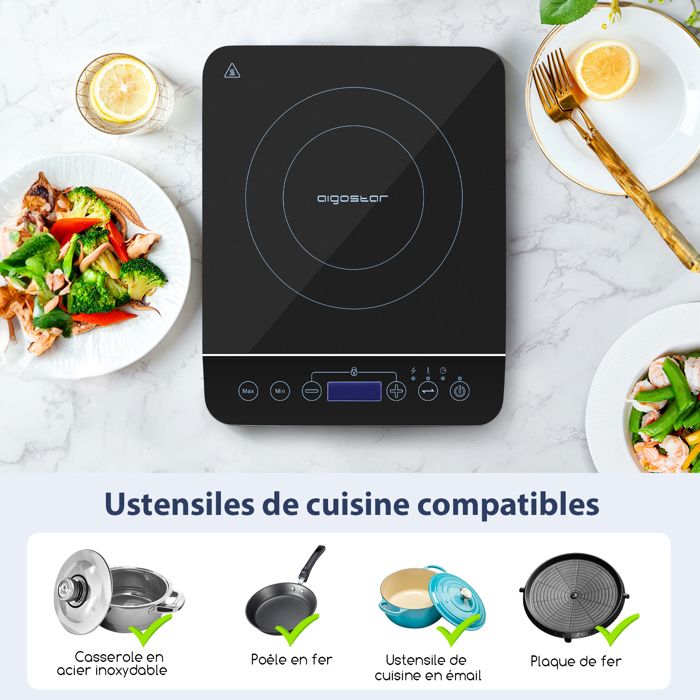 Cecotec Plaque à Induction Numérique Full Magma Grill 2000W - 10 Niveaux, Grill Inclus, Commande Tactile Programmable Cecotec Plaque à Induction Numérique Full Magma Grill 2000W - 10 Niveaux, Grill Inclus, Commande Tactile Programmable