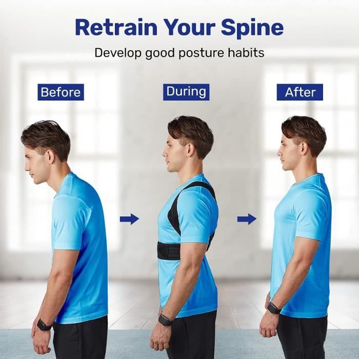 Correcteur de posture homme femme, Redresse Dos, Ceinture dorsale