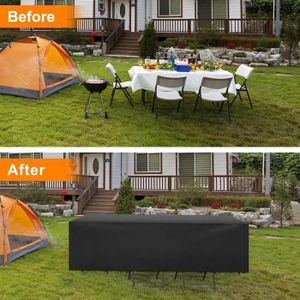 Housse De Protection Salon De Jardin - Tissu Oxford 420D Imperméable Anti-UV, Taille 260x100x75 Cm, Avec Sangles Coupe-vent
