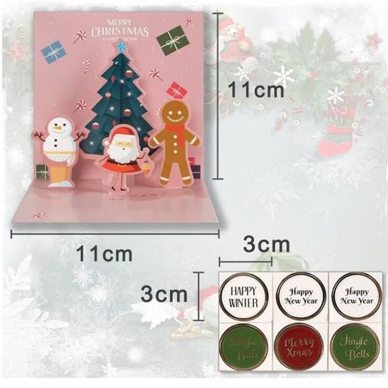 3D Pop Up Noël Carte de Voeux avec Enveloppes, Kit de 3 Cartes de