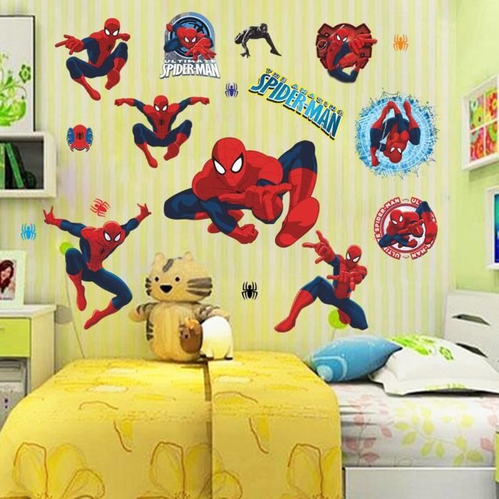 Spiderman Stickers Muraux DIY Amovible Spiderman Enfants Sur Le