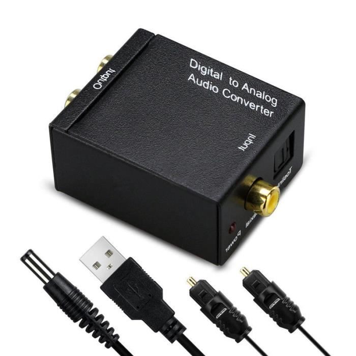 Adaptateur noir Convertisseur Analogique Coaxial Optique