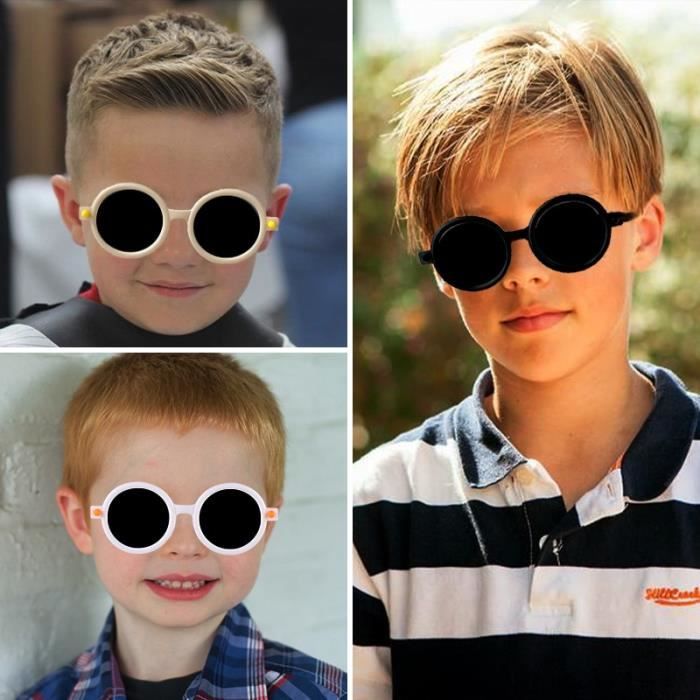couleur imprim l opard Lunettes de soleil classiques monture ronde pour enfants lunettes de soleil r tro