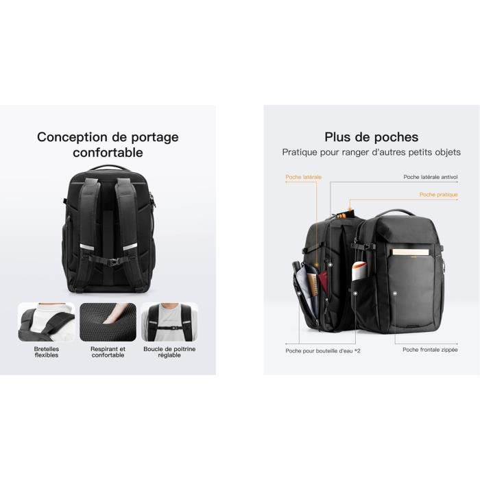 Inateck Sac Dos de Voyage pour Ordinateur Portable 38L pour