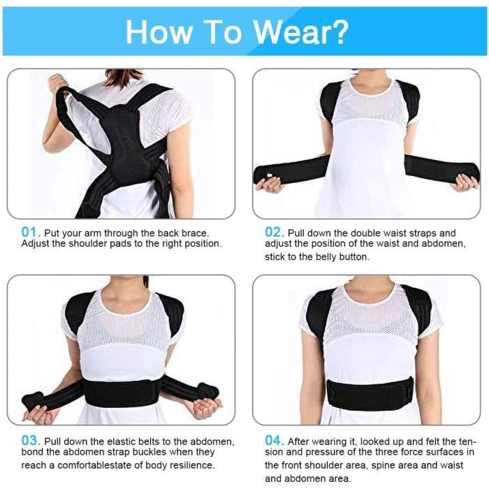 Correcteur de posture homme femme, Redresse Dos, Ceinture dorsale