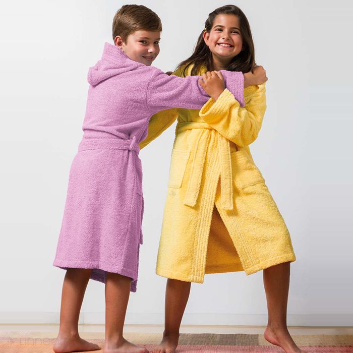 Peignoir à capuche enfant PURE coton 10 ANS rose lavande