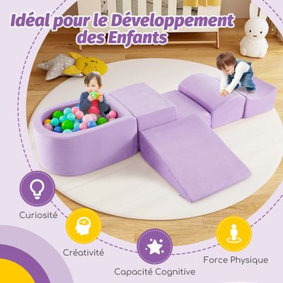 COSTWAY Pierres D'Équilibre Empilables 5/6/11 Pièces - Parcours Motricité Enfant Avec Bord TPE Antidérapant