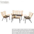 Tables et chaises - Salon de jardin 4 places SEVILLE - Effet rotin et noir - Résine trésse et métal - L 75 x P 45 x H 43cm-0