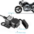 SURENHAP Chargeur étanche 12V Chargeur moto double port USB chargeur de guidon étanche 5V 1A / 2.1A adaptateur prise auto chargeur-0