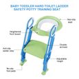 Chaise de toilette dure pour tout-petit bébé, siège de formation pour pot de sécurité réglable (bleu + vert)-0