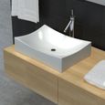 vidaXL Lavabo de salle de bain en céramique Blanc brillant-0