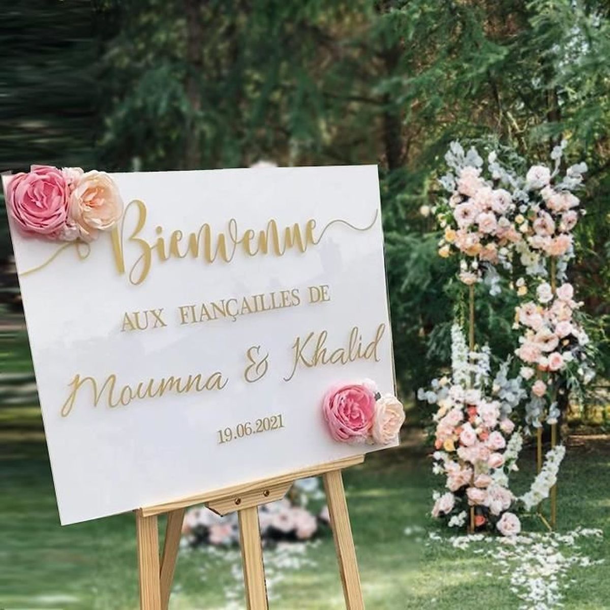 Panneau Mariage Personnalisé - Acrylique Transparent Avec Noms Et Date - Décoration De Mariage