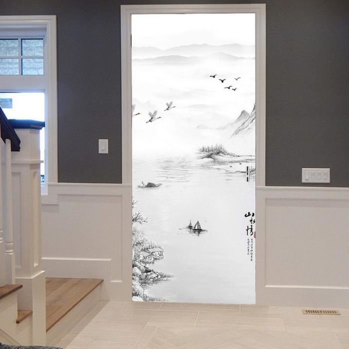 Autocollants Muraux 3D Géométriques Blancs - 77x200 Cm, Amovibles, Pour Porte Ou Mur Lisse - 13