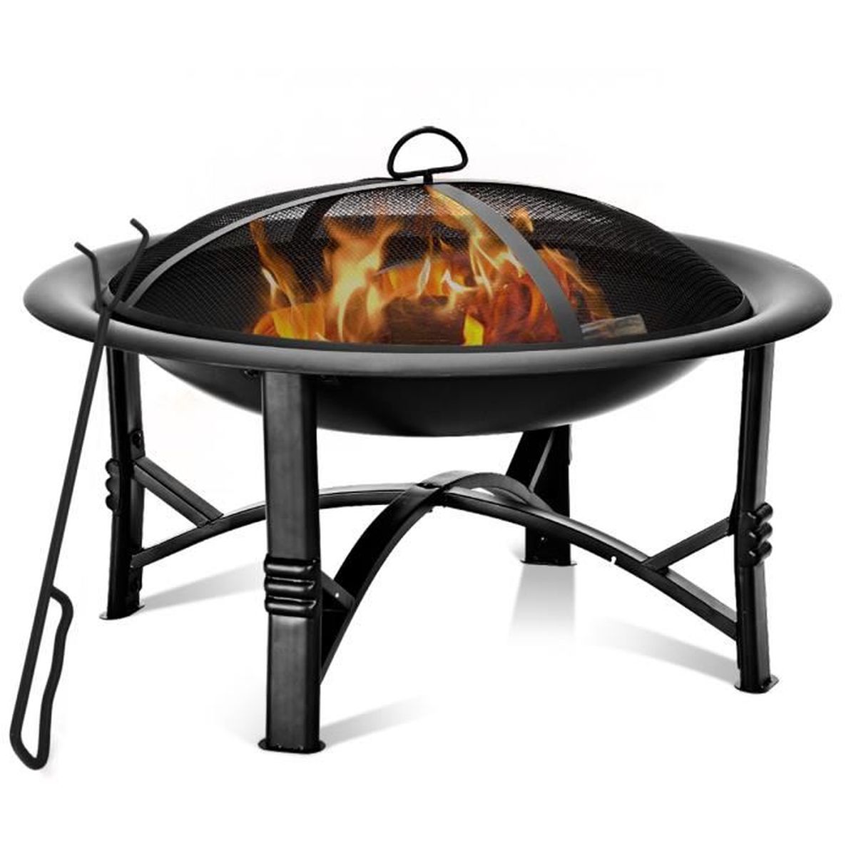 LH/éritier Du Temps V/éritable Bras/éro Chauffage dExt/érieur Brasier Lumi/ère dAppoint de Jardin de Forme Ronde en M/étal Noir 35x60x60cm