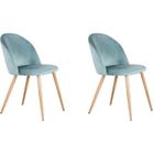 BenyLed Lot de 2 Chaises de Salle à Manger Rembourrées avec Dossier en Velours Doux et Pieds Réglables en Métal Style Bois, Vert
