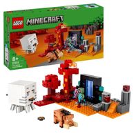 LEGO® 21255 Minecraft L'Embuscade au Portail du Nether, Jouet avec Scènes de Bataille et Minifigurines, Figurine Hoglin