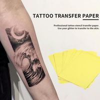 10Sheets papier transfert tatouage carbone d'alimentation Tracing corps Copie Art Pochoir A4-blanc + jaune + bleu profond