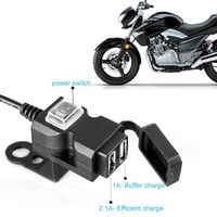 SURENHAP Chargeur étanche 12V Chargeur moto double port USB chargeur de guidon étanche 5V 1A / 2.1A adaptateur prise auto chargeur