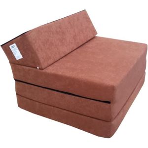 LIT PLIANT Matelas lit Fauteuil futon Pliable Pliant Choix des Couleurs - Longueur 200 cm (1000-Marron.[Z1204]