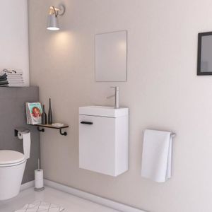 LAVE-MAIN Pack Meuble Lave Mains 50x40cm + Miroir SMALLY WHI