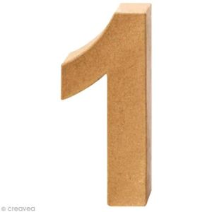 Support à décorer Chiffre en carton 1 qui tient debout - 17,5 x 8 cm Chiffre en carton à peindre ou à décorer : - Numéro : 1 - Hauteur : 17,5 cm -