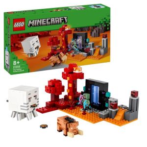 ASSEMBLAGE CONSTRUCTION LEGO® 21255 Minecraft L'Embuscade au Portail du Nether, Jouet avec Scènes de Bataille et Minifigurines, Figurine Hoglin