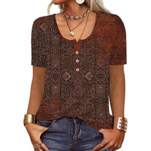 Acheter T-shirt à Manches Courtes Et Col En V Pour Femmes, Imprimé