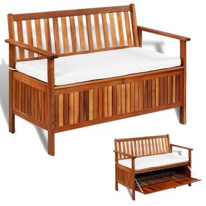 Banc De Rangement Pouf Coffre De Rangement De Jardin Bois D Acacia