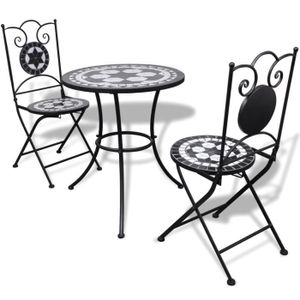Ensemble table et chaise de jardin vidaXL Mobilier de bistro 3 pcs Carreaux céramique