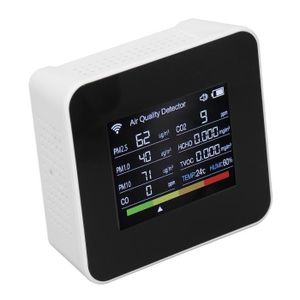 Tuya Détecteur WiFi 6 en 1 de qualité de l'air PM2.5 TVOC CO2 CH2O moniteur  de température et d'humidité intelligent multi détecteur noir