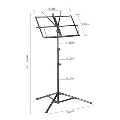 Pupitre Professionnel Portable Pupitre Musique BoomToneDJ MUS-2 - Porte Partition Réglable 65-120cm, Trépied Stable (Noir) Pupitre Pliable