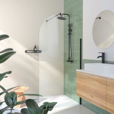 Cabine de douche Kineprime Glass C niche 90x90 2 portes pivotantes mitigeur méca
