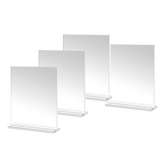 4 Cadres Photo Acrylique Transparent 12,5x18 Cm - Support Inclus, Design Double Face Moderne