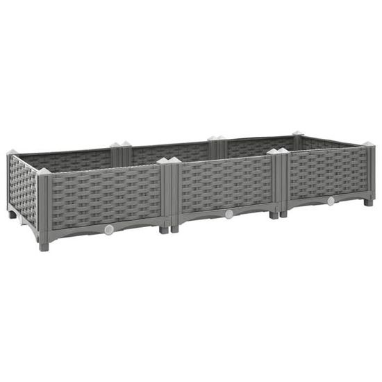 Jardinière Extérieur / Lit Surélevé 80x40x23 Cm En Polypropylène - Noir, Pour Terrasse, Balcon, Potager