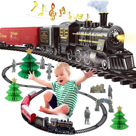 Train électrique Enfant Avec Fumée Et Son - Circuit Ferroviaire, Télécommande, Pour 3-12 Ans