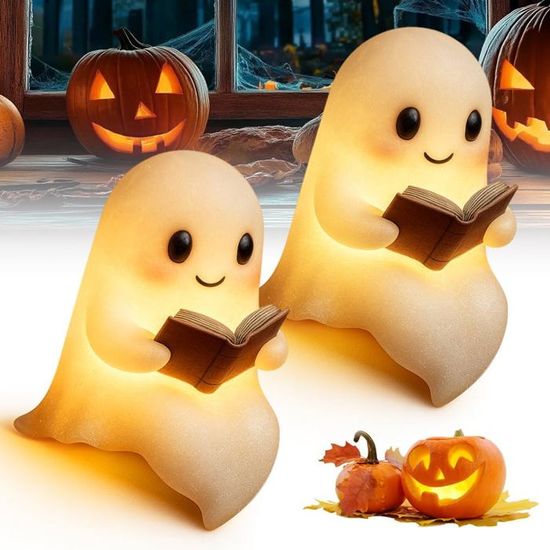 Lampe De Lecture Fantôme Mignonne 3D - Veilleuse Halloween LED, Lampe Fantôme Lisant Un Livre Pour Chambre