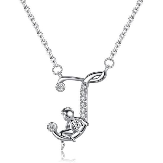 Collier En Argent Sterling 925 Avec Lettre E Et Topaze Blanche - Longueur 16 Pouces - Neuf