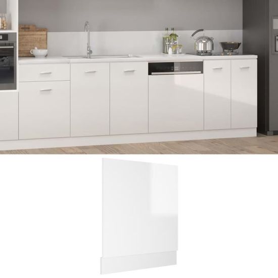 2336•SALE CHIC Panneau de lave-vaisselle Blanc brillant 59,5x3x67 cm Aggloméré|ARMOIRE BUFFET Meuble haut Meuble bas Cuisine