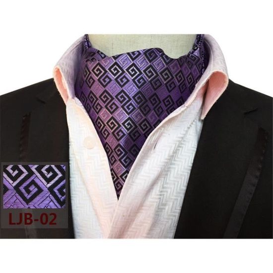 Cravate Ascot en soie à rayures rouges et bleues | En stock