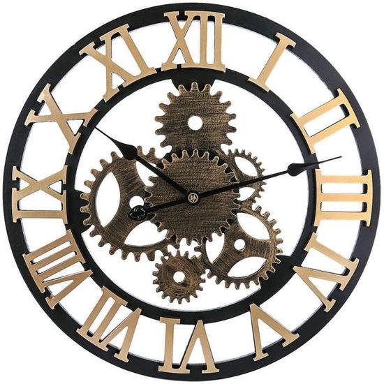 58cm horloge murale geante xxl pendule industriel horloge silensieuse horloge à quartz vintage pour salon, salle, chambre, bureau