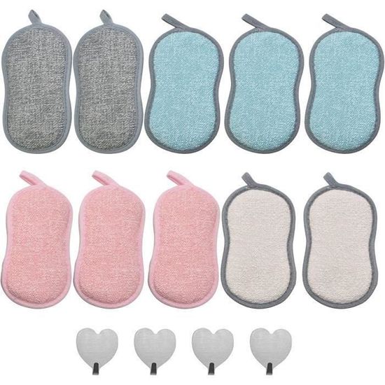 2X éponge Lavable Réutilisable Double Face Anti Rayure Vaisselle