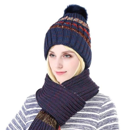 Ensemble Echarpe Bonnet Homme Aisprts Ensemble Bonnet, écharpe Et Gants D' Hiver En Tricot Packs Bonnet, écharpe Et Gants Femme