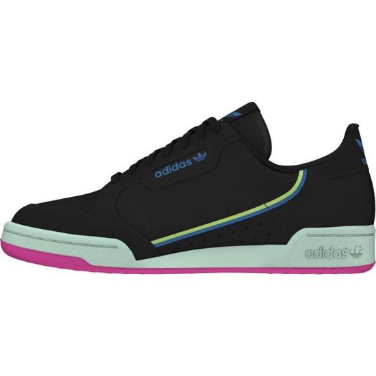 Basket adidas Originals CONTINENTAL 80 ADIDAS ORIGINALS Ref. G27723 Noir Femme Cuir Lacets Noir Cdiscount Chaussures