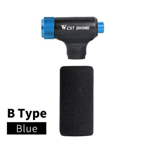 Mini Pompe à Vélo CO2 WEST BIKING – Noir – Gonfleur Pour Valves Presta Et Schrader